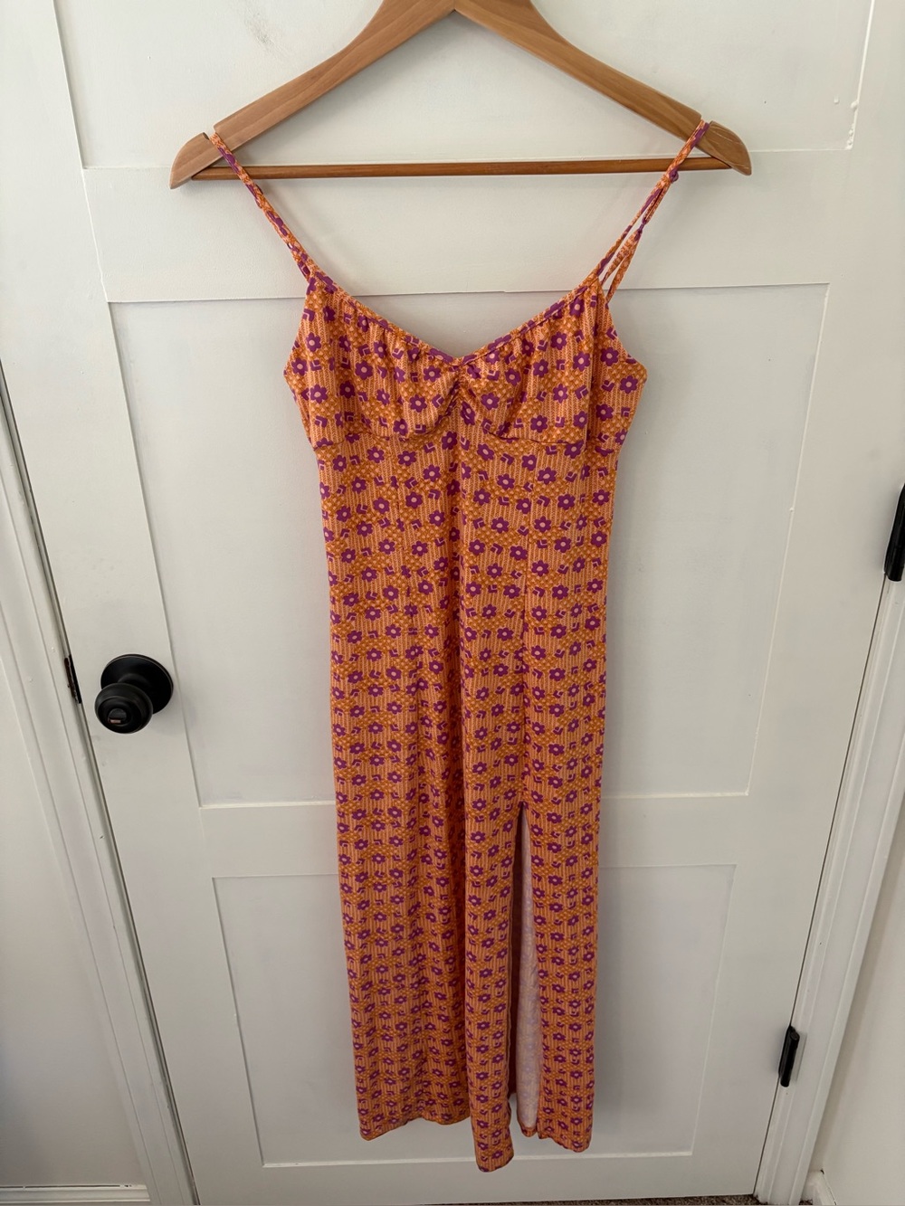 UO Orange Floral Arna Midi Slip Dress. Size XS. - Picture 4 of 14